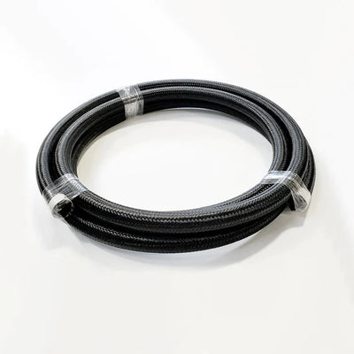 -10AN Black Nylon Braided Flex Hose with Reinforced Rubber Liner - 20 Foot Length